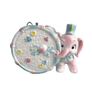 Vintage Napcoware Japan Elephant Planter & Music Box Ceramic Drum Baby C-8290